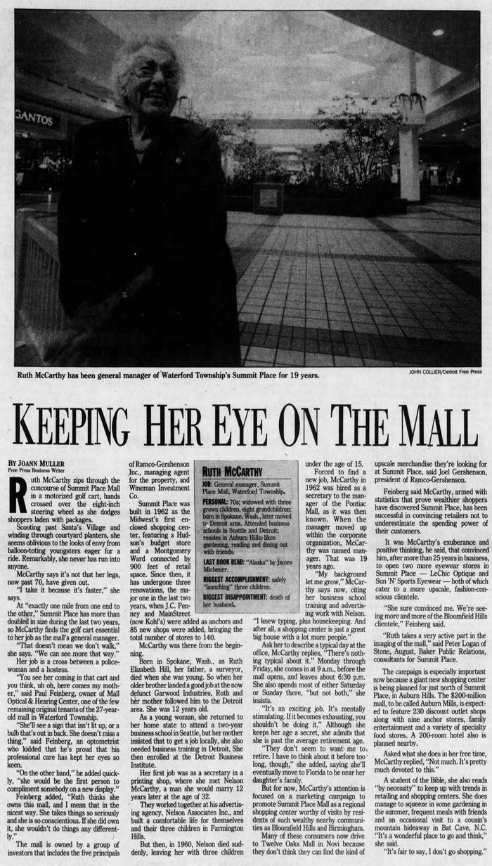 Summit Place Mall (Pontiac Mall) - 1989 Profile Of General Mgr (newer photo)